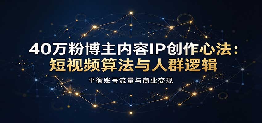 40万粉博主内容IP创作心法:短视频算法与人群逻辑,平衡账号流量与商业变现-离锋创库