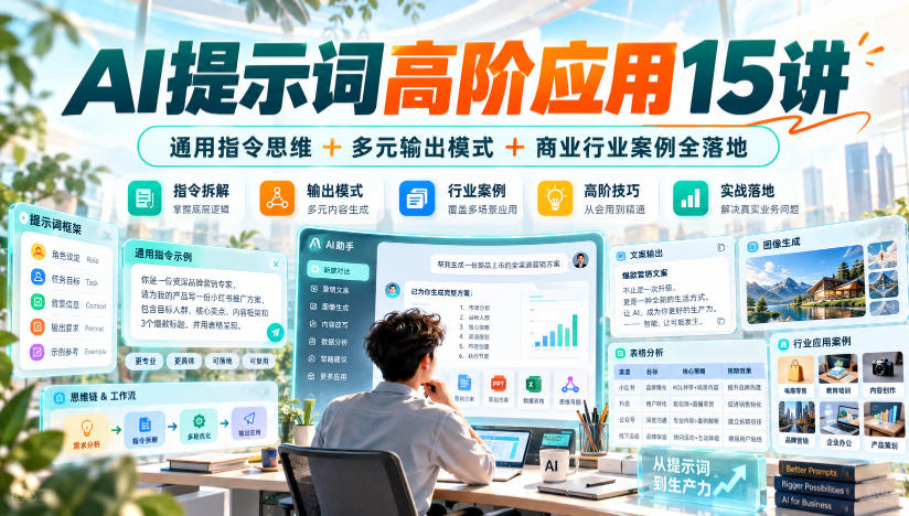 AI提示词高阶应用15讲｜通用指令思维+多元输出模式+商业行业案例全落地-离锋创库