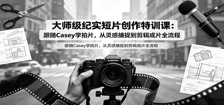 大师级纪实短片创作特训课:跟随Casey学拍片,从灵感捕捉到剪辑成片全流程-离锋创库