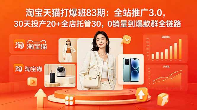 （18920期）2026淘宝天猫打爆班83期：全站推广3.0，30天投产20+全店托管30，0销量到爆款群全链路-离锋创库