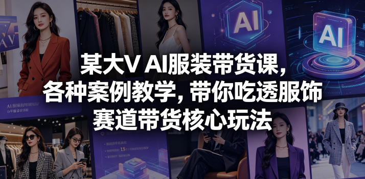 某大V AI服装带货课，各种案例教学，带你吃透服饰赛道带货核心玩法-离锋创库