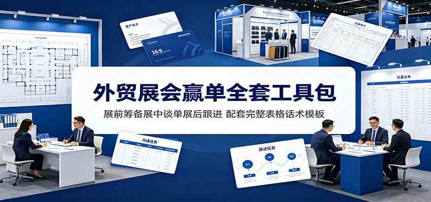 外贸展会赢单全套工具包:展前筹备展中谈单展后跟进,配套完整表格话术模板-离锋创库