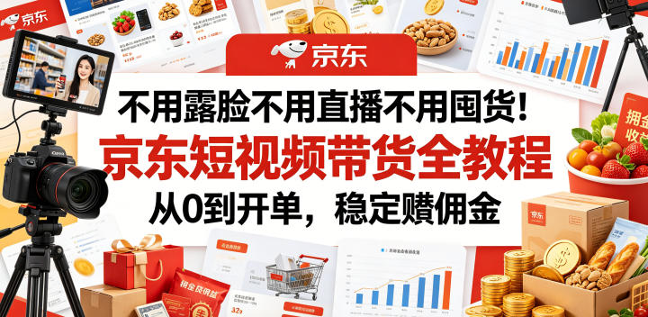 不用露脸不用直播不用囤货！京东短视频带货全教程，从0到开单，稳定賺佣金-离锋创库