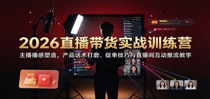 2026直播带货实战训练营:主播播感塑造,产品话术打磨、促单技巧与直播间互动推流教学-离锋创库