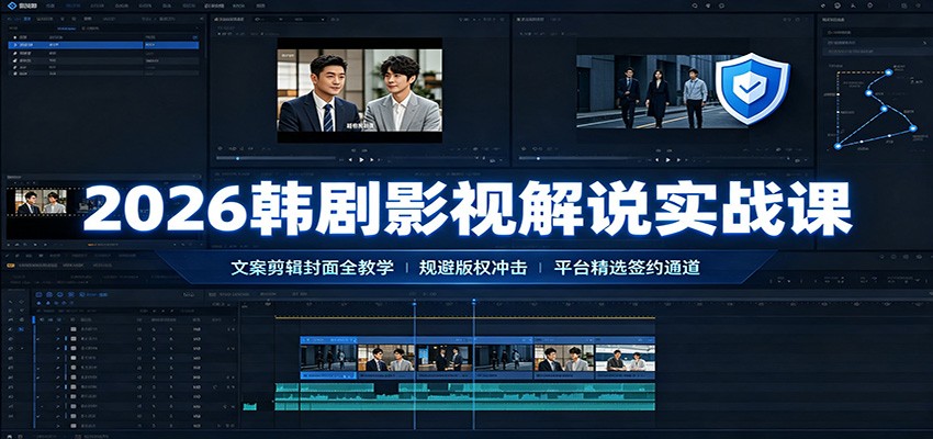 2026韩剧影视解说实战课：文案剪辑封面全教学，规避版权冲击平台精选签约通道-离锋创库