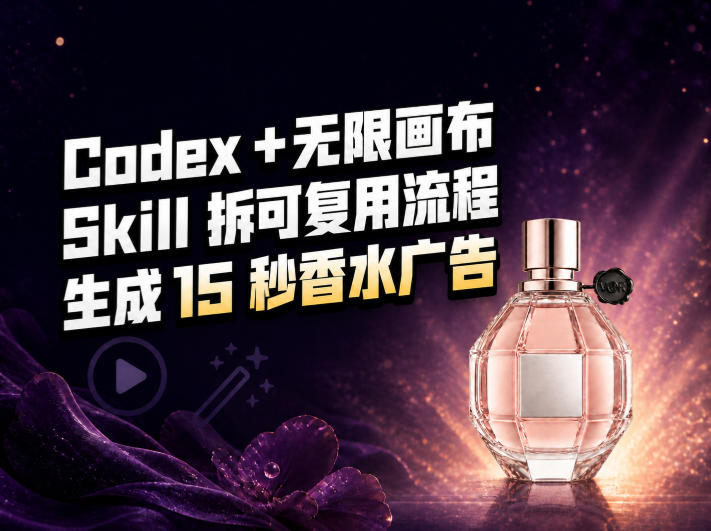 我把Amazon香水视频拆成Codex Skill:无限画布负责最后15秒 我把Amazon香水视频拆成Codex Skill:无限画布负责最后15秒