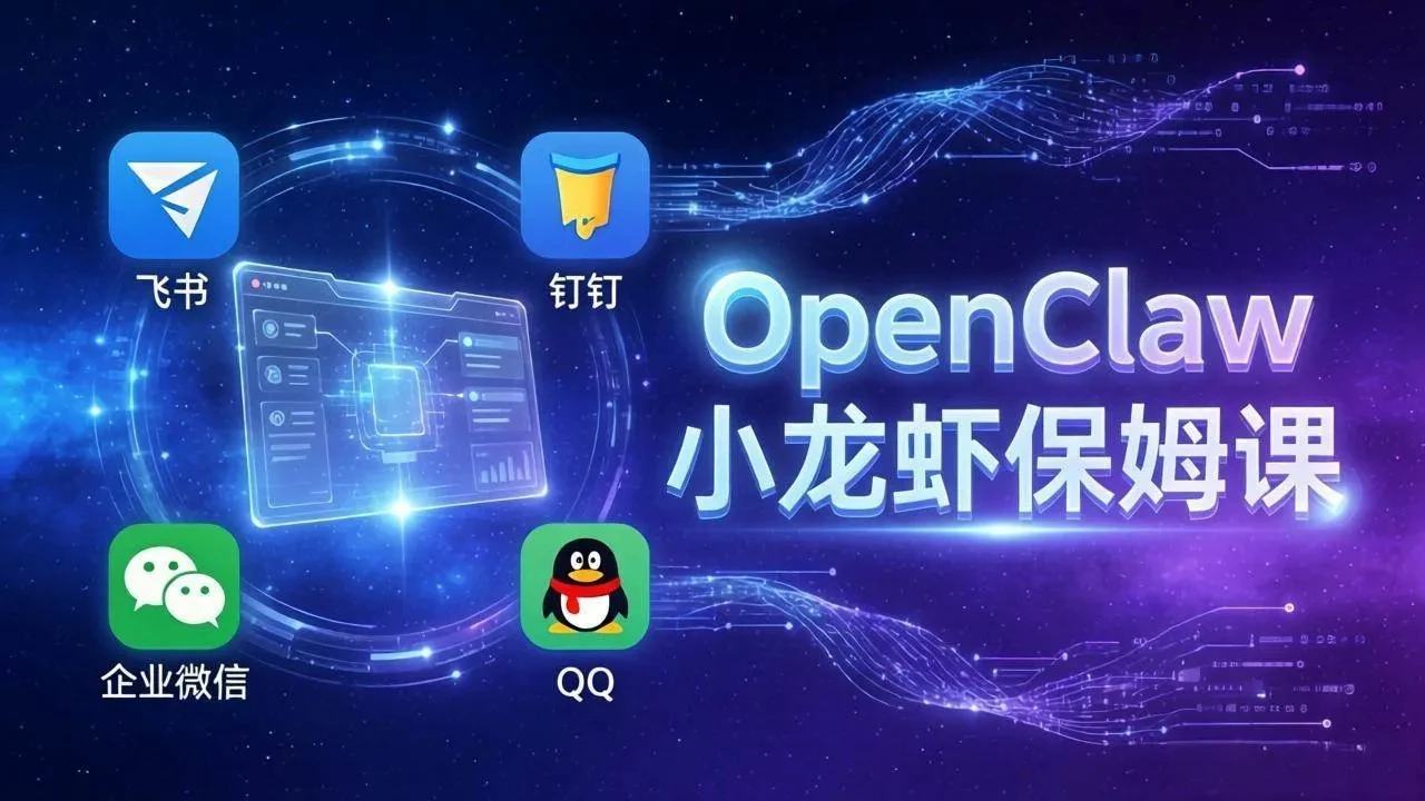 OpenClaw小龙虾保姆课： Windows/macOS/Linux/Docker全系统安装，飞书+钉钉+企业微信+QQ 全接入-离锋创库