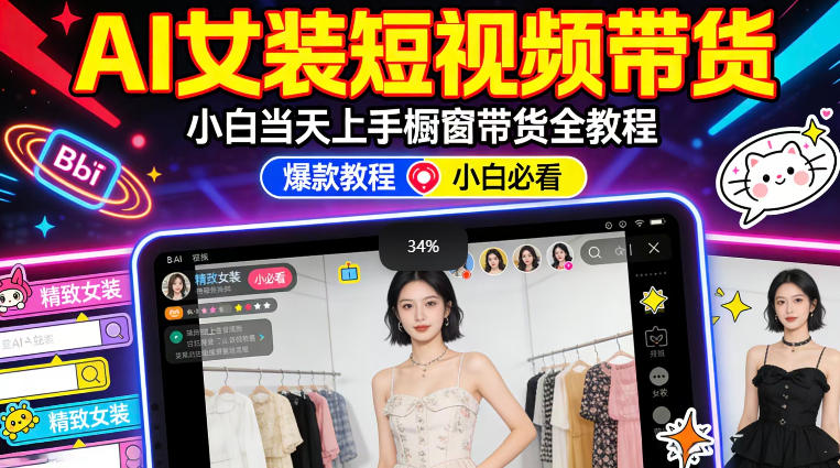 AI女装短视频橱窗带货：小白零门槛当天上手，高佣金爆款轻松賺！-离锋创库