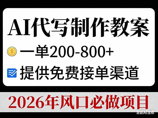 （17096期）AI代写制作教案，一单200-800+，提供免费接单渠道，2026年风口必做项目-离锋创库