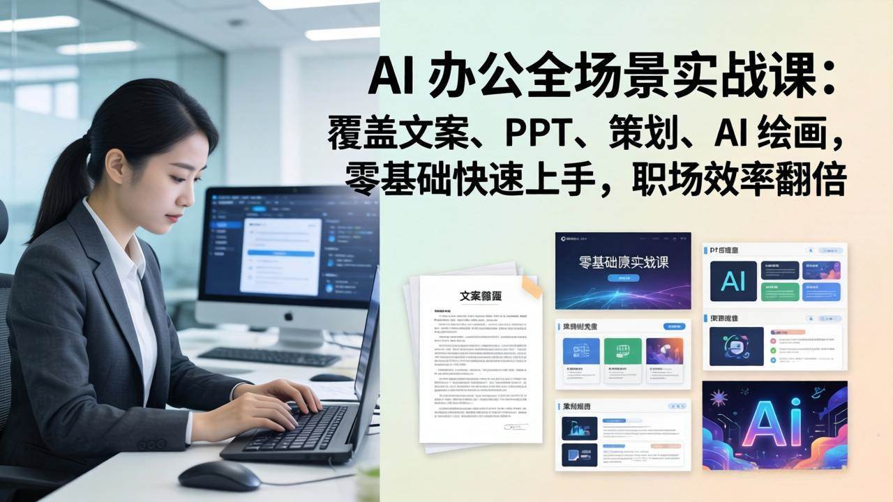 （17732期） AI 办公全场景实战课：覆盖文案、PPT、策划、AI 绘画，零基础快速上手，职场效率翻倍-离锋创库