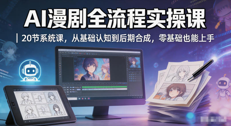 AI漫剧全流程实操课｜20节系统课，从基础认知到后期合成，零基础也能上手-离锋创库