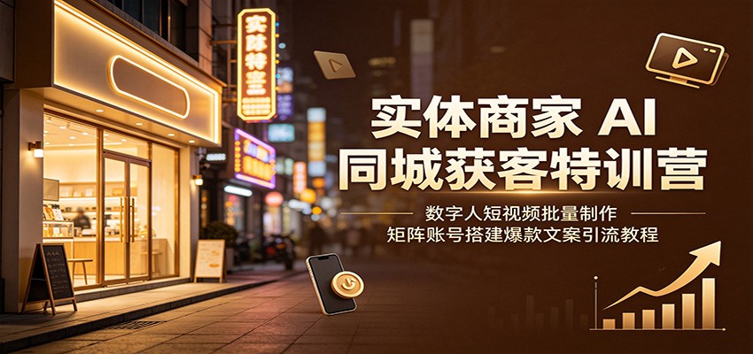 实体商家AI同城获客特训营：数字人短视频批量制作，矩阵账号搭建爆款文案引流教程-离锋创库
