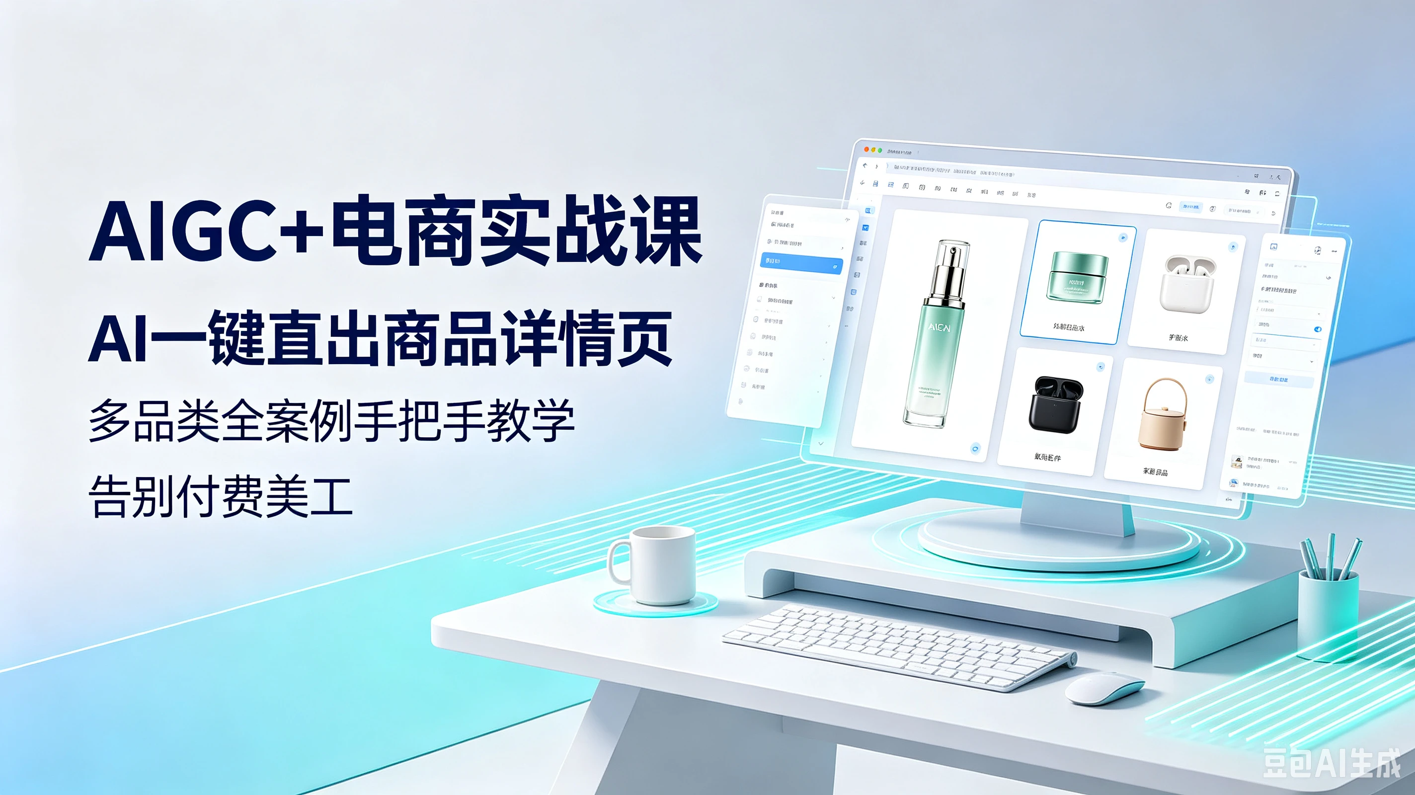 【精】AIGC+电商实战课AI一键直出商品详情页,多品类全案例手把手教学告别付费美工-离锋创库
