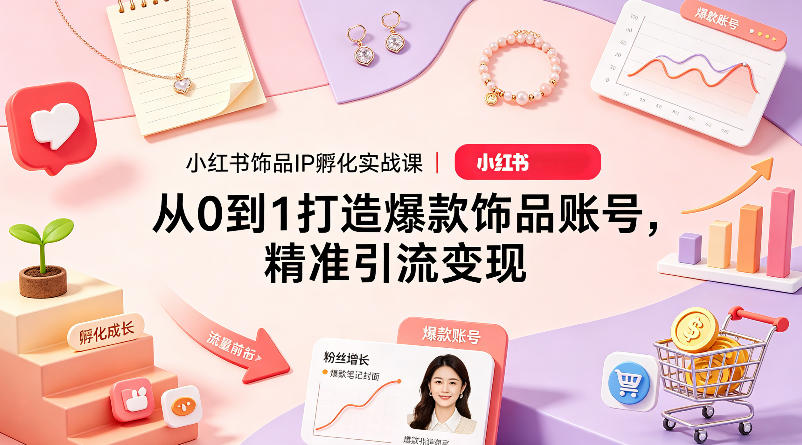 小红书饰品IP孵化实战课｜从0到1打造爆款饰品账号，精准引流变现-离锋创库