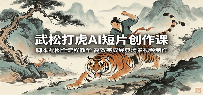 武松打虎AI短片创作课:脚本配图全流程教学,高效完成经典场景视频制作-离锋创库