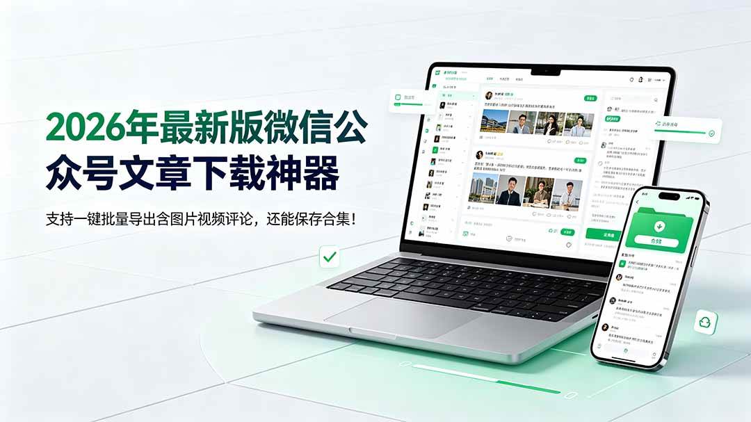 （19486期）2026年最新版微信公众号文章下载神器，支持一键批量导出含图片视频评论，还能保存合集！-离锋创库