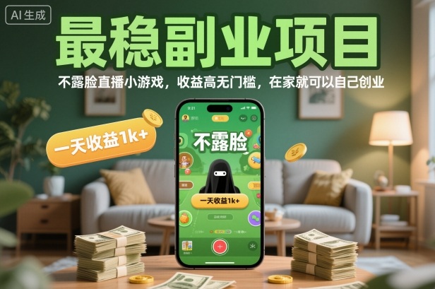 最稳副业项目,不露脸直播小游戏,收益高无门槛,一天收益1k+,在家就可以自己创业【揭秘】 最稳副业项目,不露脸直播小游戏,收益高无门槛,一天收益1k+,在家就可以自己创业【揭秘】