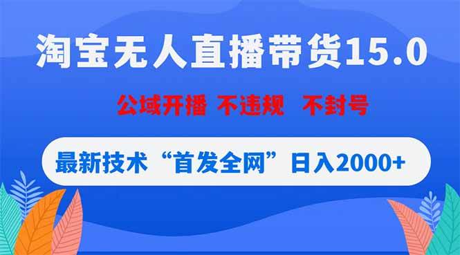 （18562期）淘宝无人直播带货15.0，不封号，不违规，公域玩法，首发全网日入2000+-离锋创库