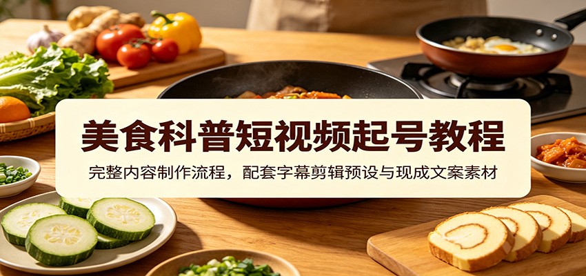 美食科普短视频起号教程：完整内容制作流程，配套字幕剪辑预设与现成文案素材-离锋创库
