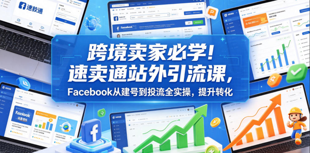 跨境卖家必学!速卖通站外引流课,Facebook从建号到投流全实操,提升转化-离锋创库