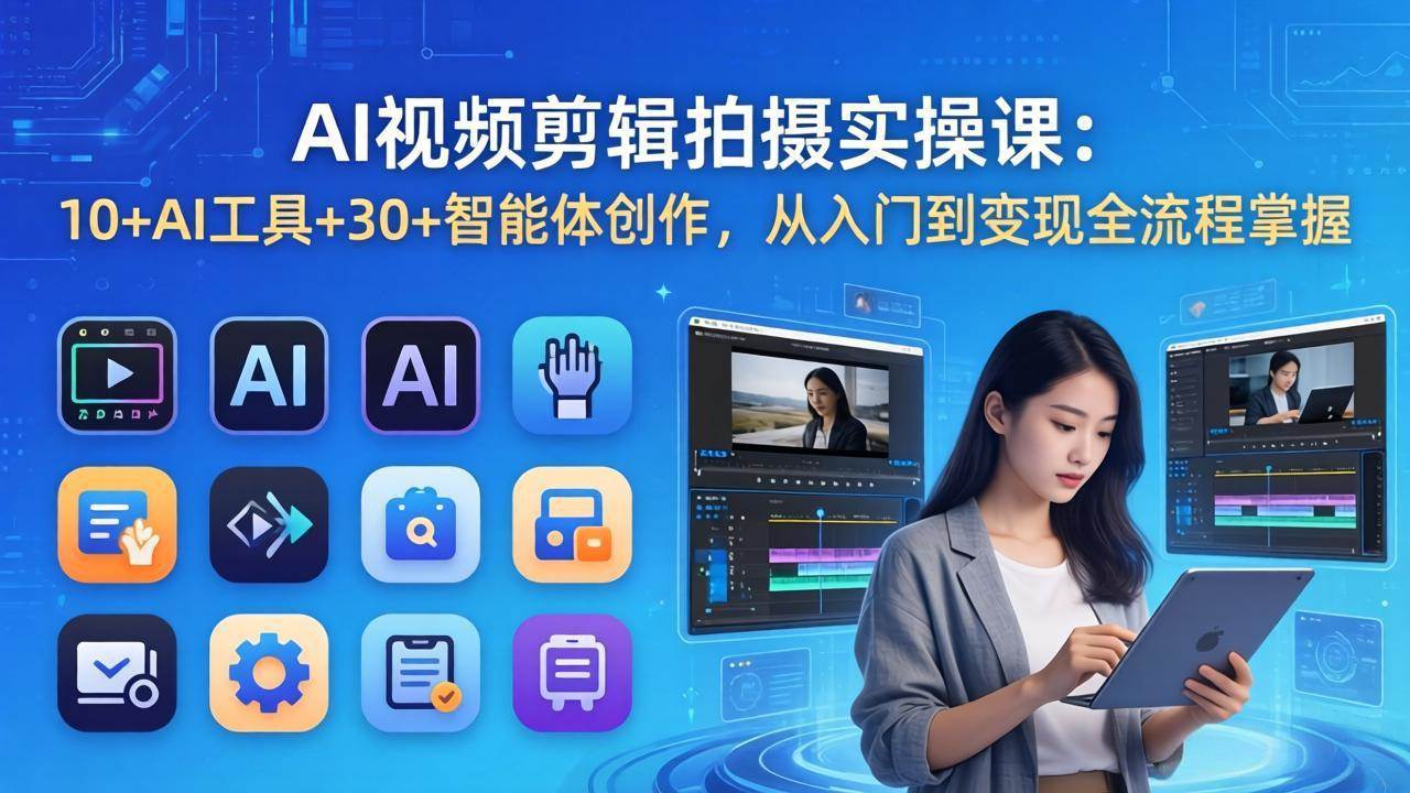 （17818期）AI 视频剪辑拍摄实操课：10+AI工具+30+智能体创作，从入门到变现全流程掌握-离锋创库