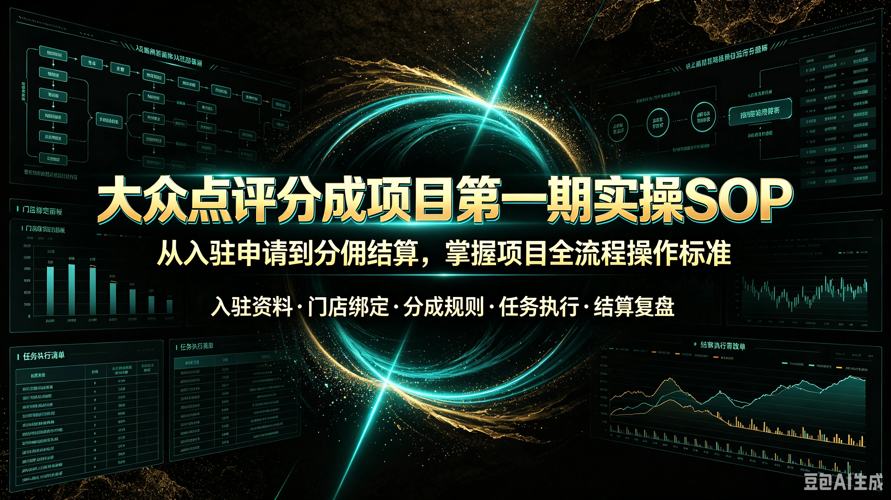 【精】大众点评分成项目第一期实操SOP，从入驻申请到分佣结算，掌握项目全流程操作标准，入驻资料、门店绑定、分成规则、任务执行、结算复盘-离锋创库