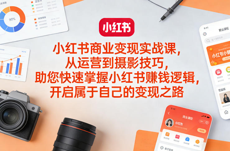 小红书商业变现实战课，从运营到摄影技巧，助您快速掌握小红书賺钱逻辑，开启属于自己的变现之路-离锋创库