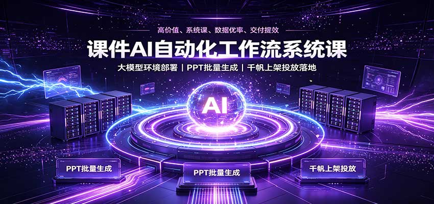 课件AI自动化工作流系统课：大模型环境部署，PPT批量生成，千帆上架投放落地-离锋创库