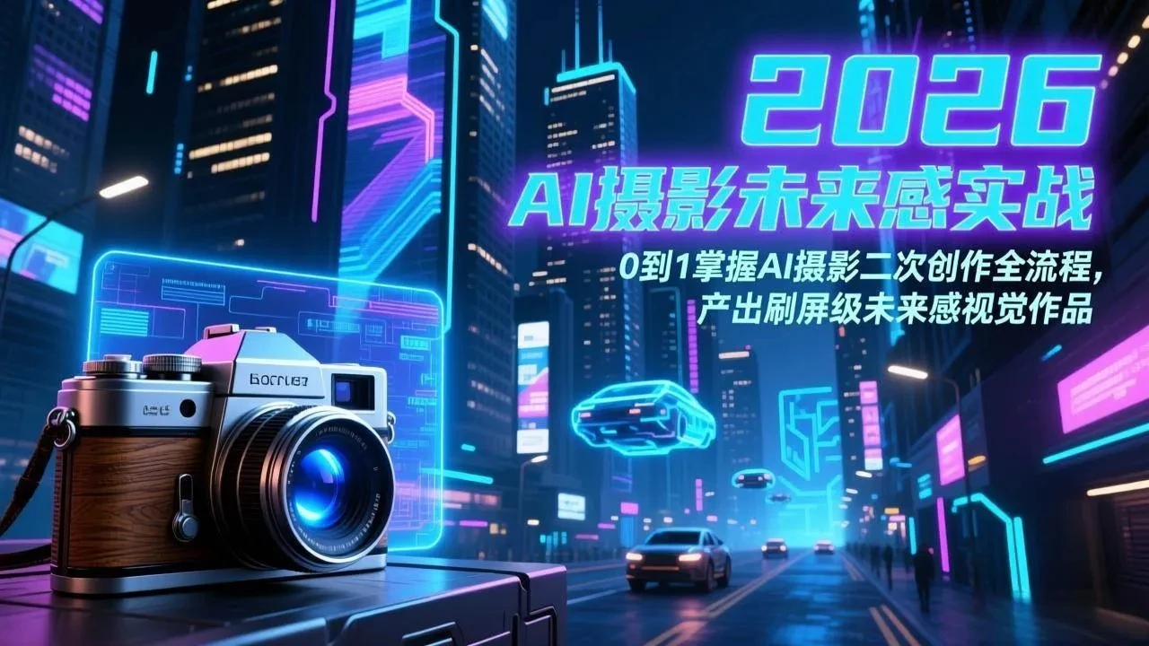 【精】2026 AI摄影未来感实战:0到1掌握AI摄影二次创作全流程,产出刷屏级未来感视觉作品-离锋创库