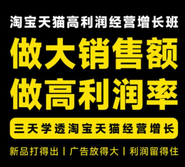 天猫淘宝高利润经营增长班杭州线下课31期8月22-24日,做大销售额做高利润率,三天学透淘宝天猫经营增长-离锋创库