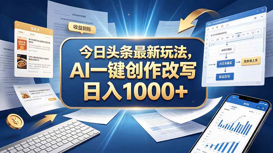 （20566期）今日头条最新玩法，AI 一键创作改写，简单易上手，轻松日入 1000 +-离锋创库