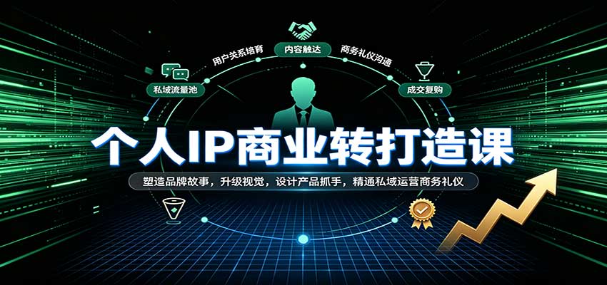个人IP商业打造课：塑造品牌故事，升级视觉，设计产品抓手，精通私域运营商务礼仪-离锋创库