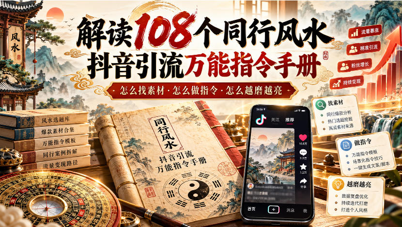 解读108个同行风水抖音引流万能指令手册,怎么找素材·怎么做指令·怎么越磨越亮【文档】-离锋创库