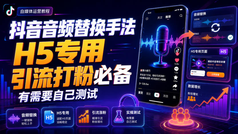 抖音音频替换手法H5专用，引流打粉必备，有需要自己测试-离锋创库