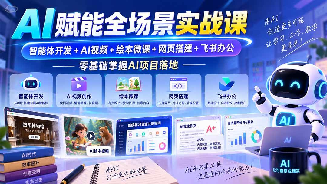（20517期）AI赋能全场景实战课｜智能体开发+AI视频+绘本微课+网页搭建+飞书办公，零基础掌握AI项目落地-离锋创库