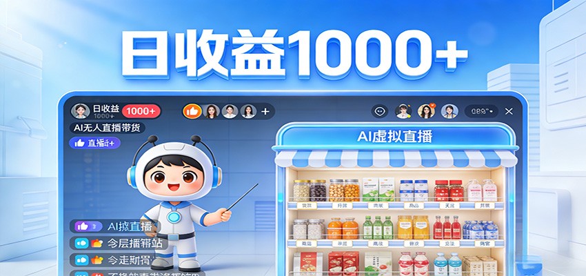 不用露脸不用说话，24小时自动卖货赚钱，全天自动直播，收益看得见-离锋创库