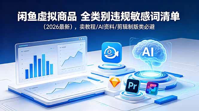 （18961期）闲鱼虚拟商品 全类别违规敏感词清单（2026最新），卖教程/AI资料/剪辑制版类必避-离锋创库