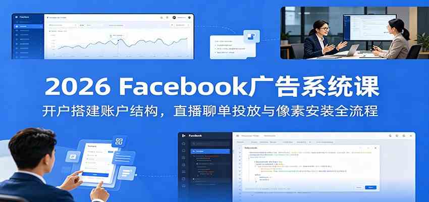 2026 Facebook广告系统课：开户搭建账户结构，直播聊单投放与像素安装全流程-离锋创库