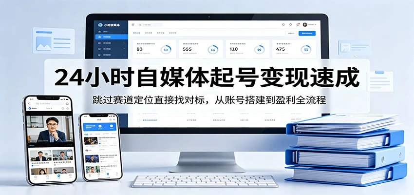 【精】24小时自媒体起号变现速成，跳过赛道定位直接找对标，从账号搭建到盈利全流程-离锋创库