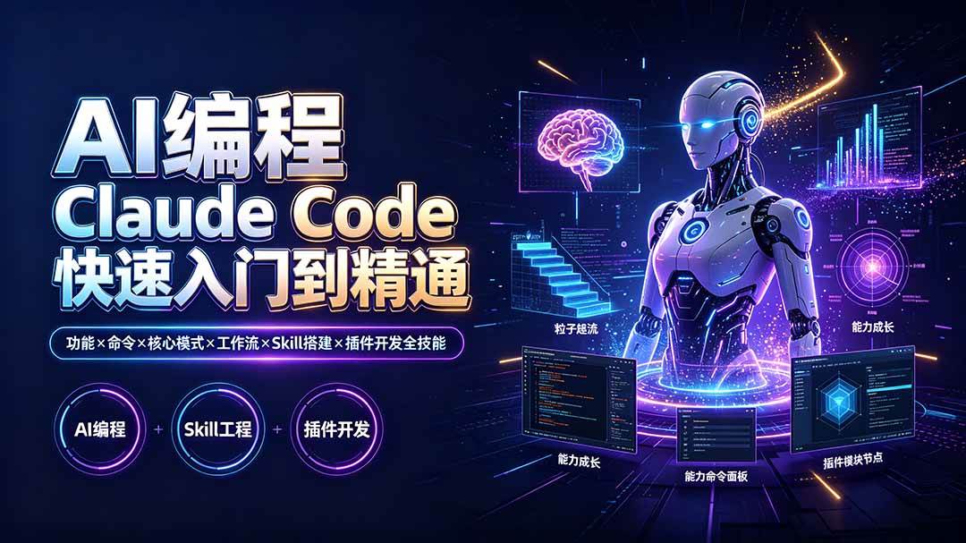 （19306期）AI编程 Claude Code快速入门到精通：功能×命令×核心模式×工作流×Skill搭建×插件开发全技能-离锋创库