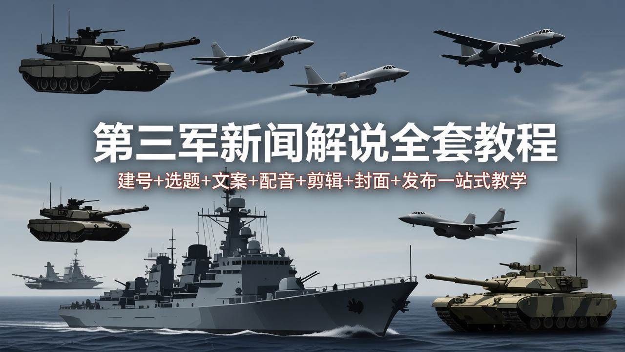 （18081期）第三军迷新闻解说全套教程：建号+选题+文案+配音+剪辑+封面+发布一站式教学-离锋创库