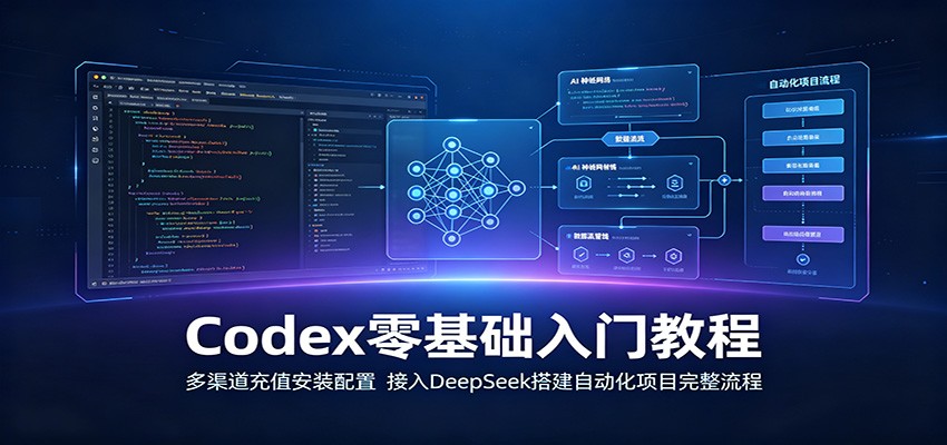 Codex零基础入门教程:多渠道充值安装配置,接入DeepSeek搭建自动化项目完整流程-离锋创库