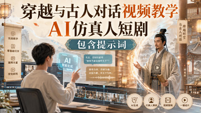 穿越与古人对话视频教学,AI仿真人短剧,包含提示词-离锋创库
