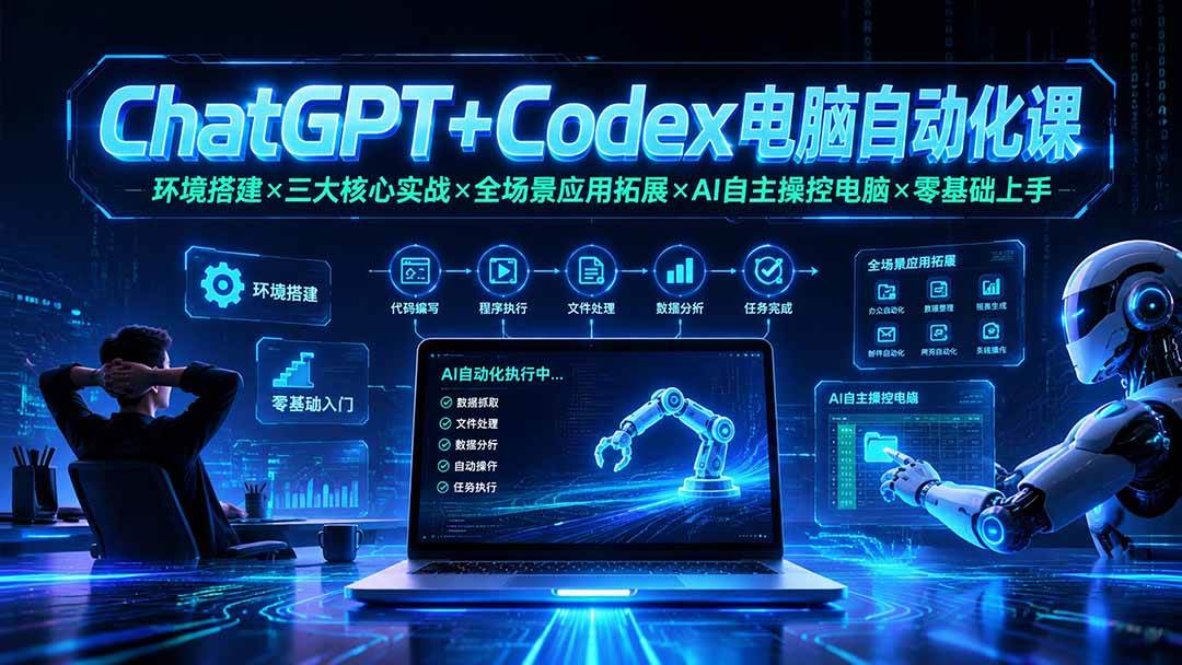 （19583期）ChatGPT+Codex电脑自动化课：环境搭建×三大核心实战×全场景应用拓展×AI自主操控电脑×零基础上手-离锋创库