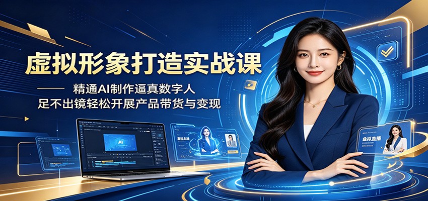 虚拟形象打造实战课：精通AI制作逼真数字人，足不出镜轻松开展产品带货与变现-离锋创库