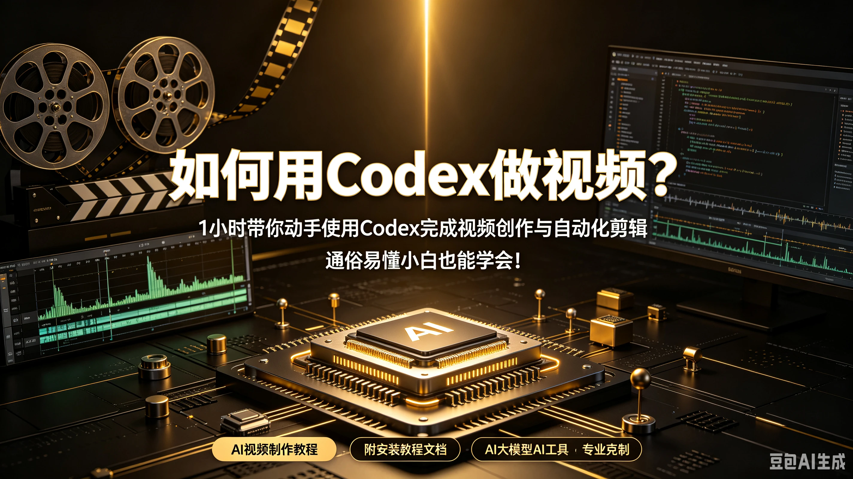 【精】如何用Codex做视频？1小时带你动手使用Codex完成视频创作与自动化剪辑，通俗易懂小白也能学会！AI视频制作教程附安装教程文档AI大模型AI工具-离锋创库