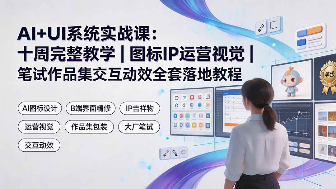 （19378期）AI+UI系统实战课：十周完整教学｜图标IP运营视觉｜笔试作品集交互动效全套落地教程-离锋创库