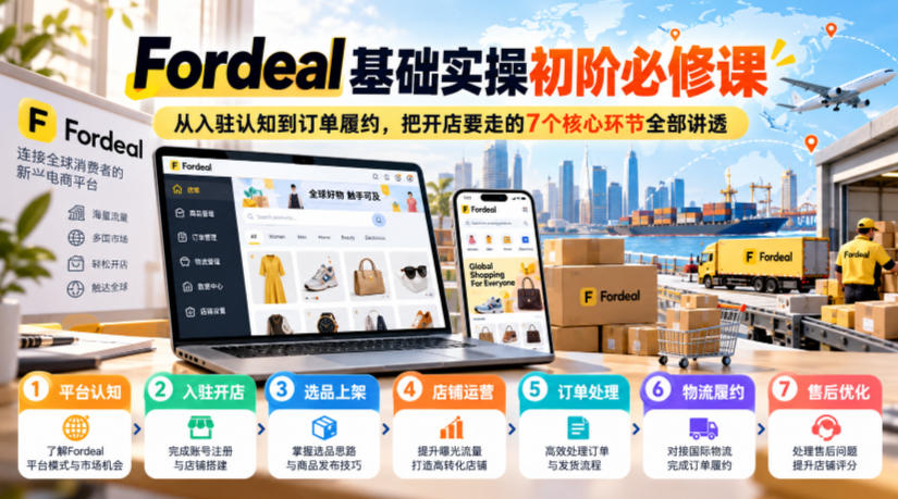 Fordeal基础实操初阶必修课,从入驻认知到订单履约,把开店要走的7个核心环节全部讲透-离锋创库