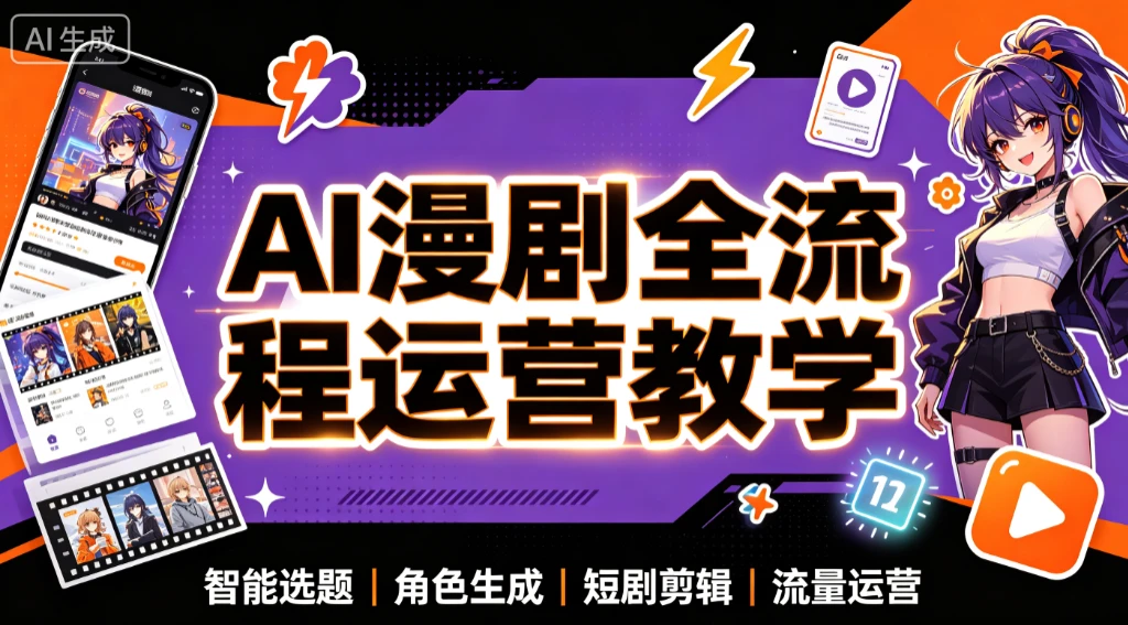 【精】AI漫剧全流程运营教学,从选题策划到账号增长,AI漫剧实战训练-离锋创库