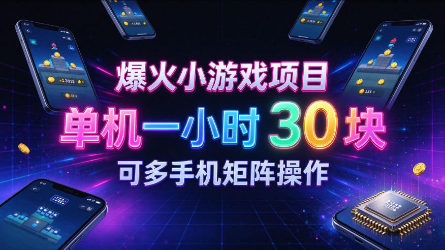 爆火小游戏撸金项目，实测单机一小时30+，可多手机矩阵操作，新手看完一遍就能上手【揭秘】-离锋创库